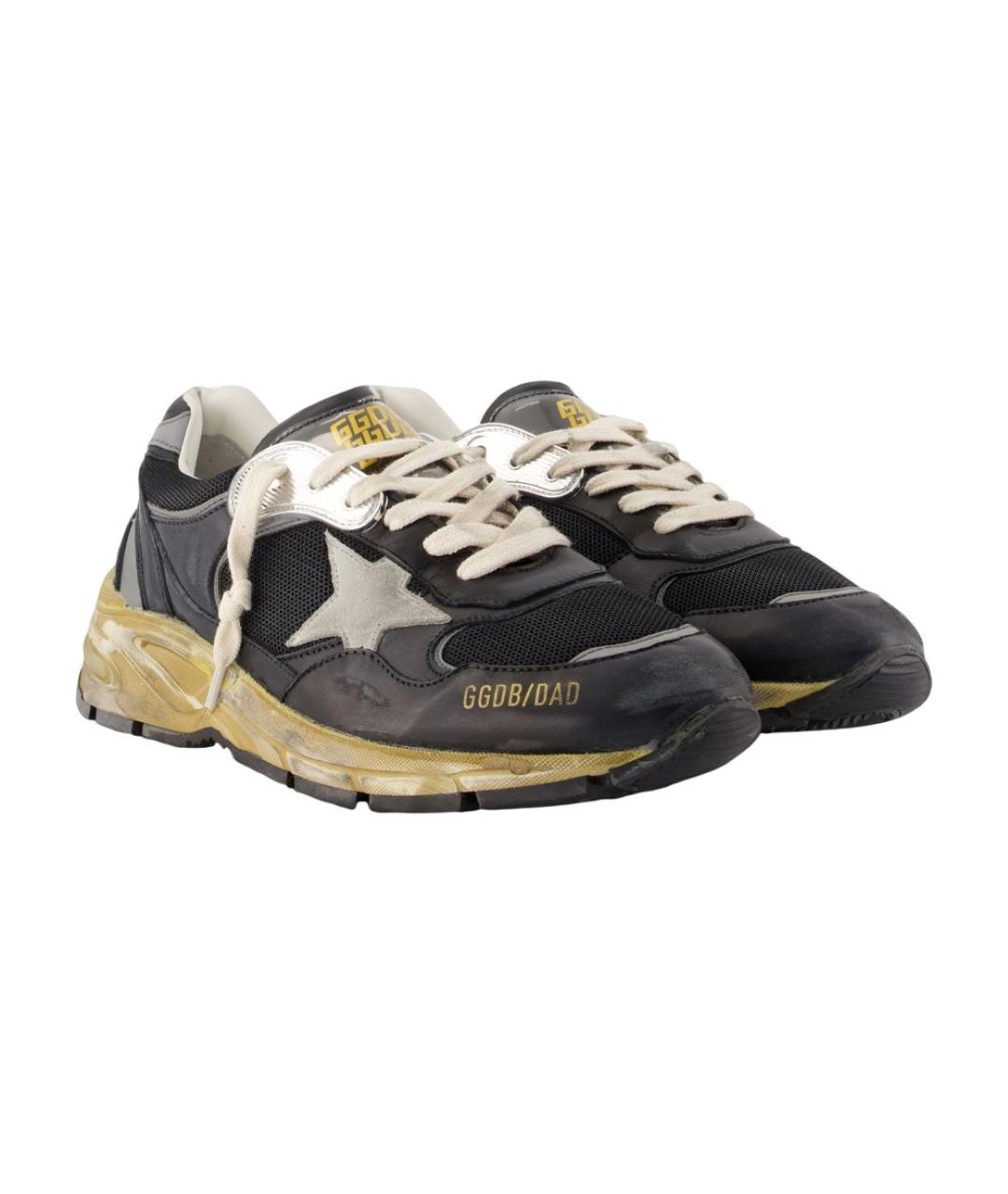 GOLDEN GOOSE Черные кожаные низкие кроссовки / кеды, фото 2