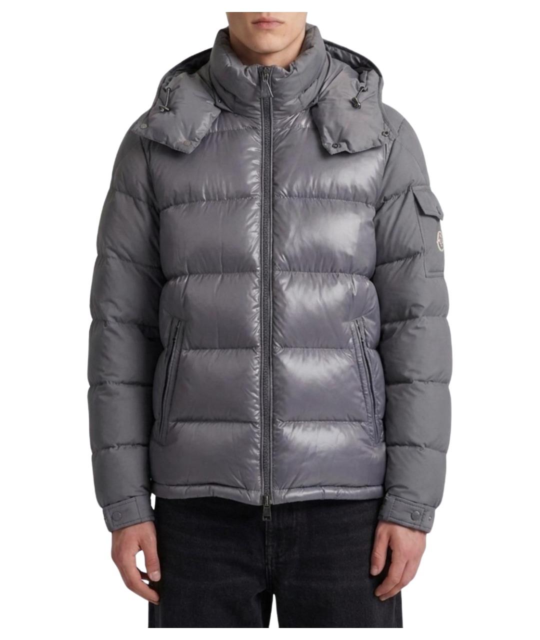MONCLER Серая полиэстеровая куртка, фото 1