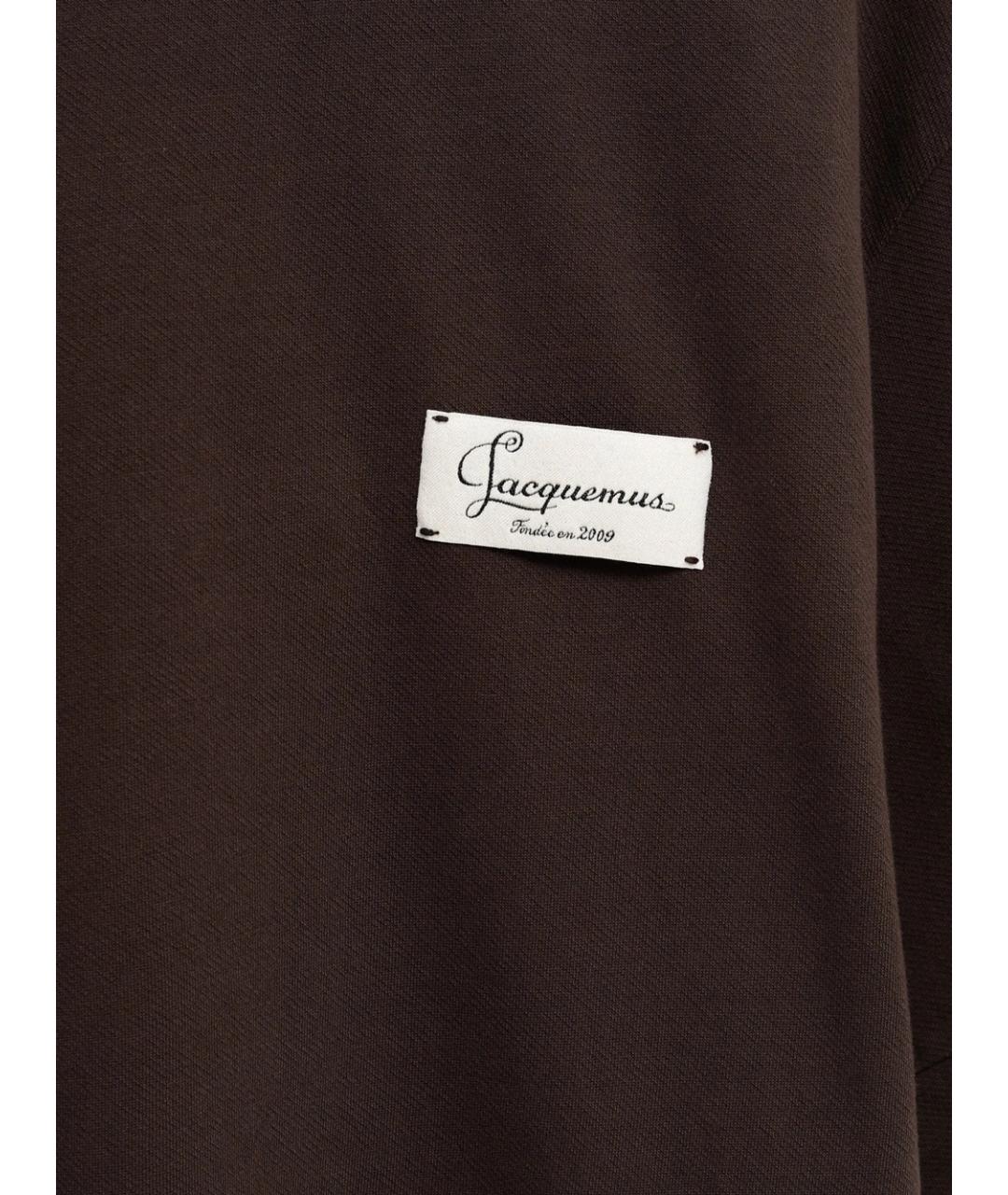 JACQUEMUS Коричневая хлопковая футболка, фото 3