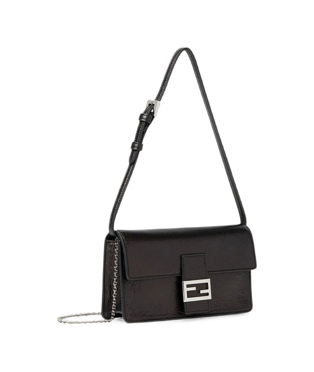 FENDI Черная кожаная сумка через плечо, фото 2