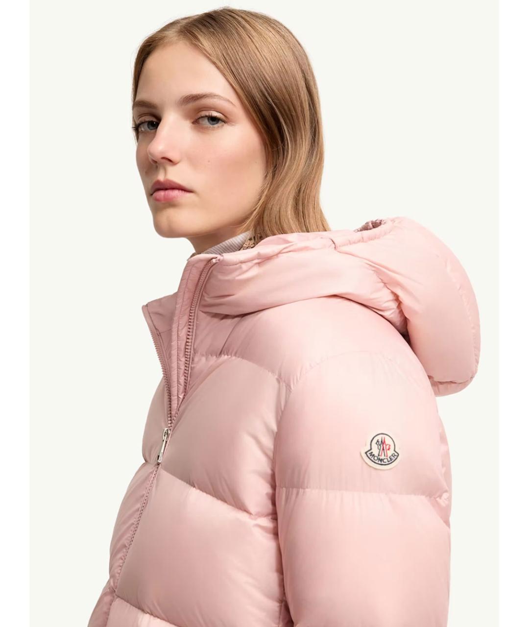 MONCLER Розовый полиамидовый пуховик, фото 3