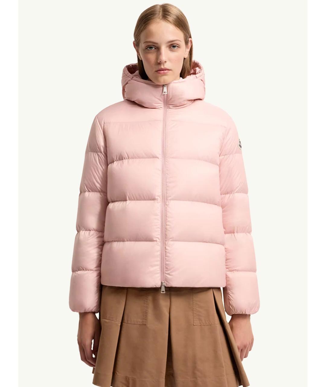 MONCLER Розовый полиамидовый пуховик, фото 4