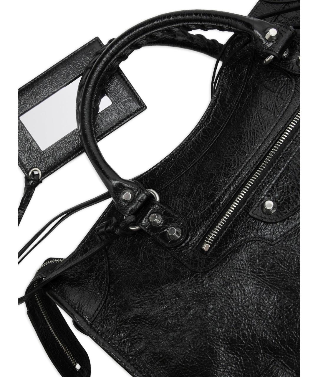 BALENCIAGA Черная кожаная сумка тоут, фото 5