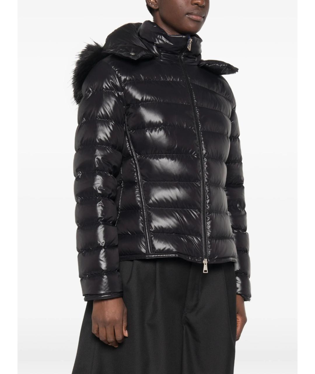 MONCLER Черный полиэстеровый пуховик, фото 4