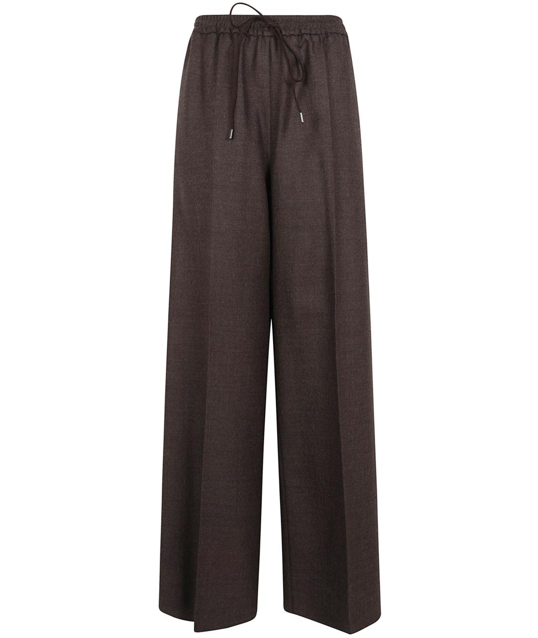 MAX MARA Коричневые шерстяные прямые брюки, фото 1