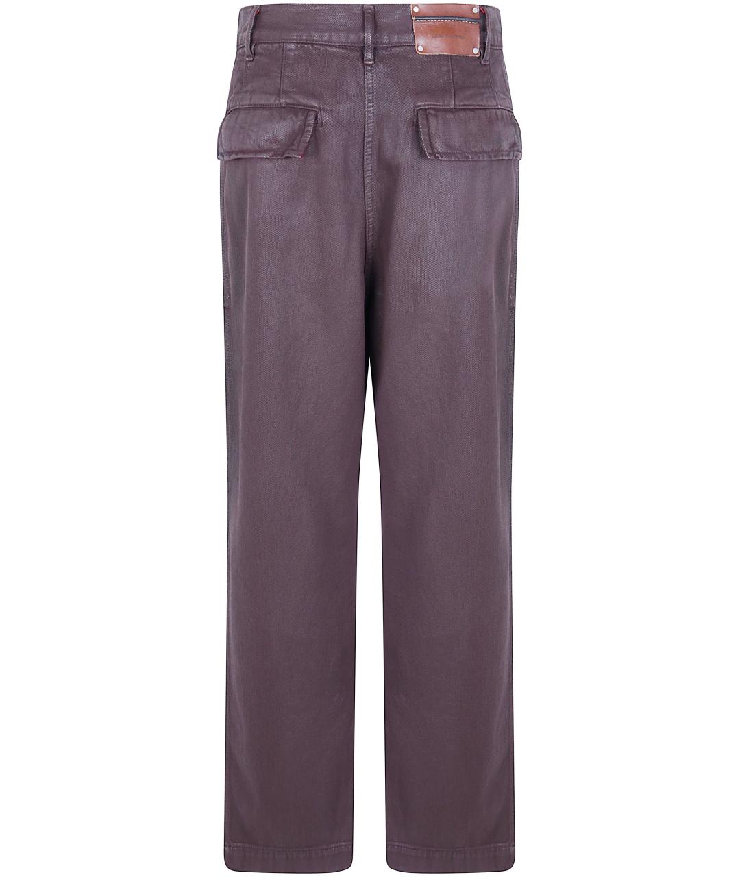 DRIES VAN NOTEN Бордовые хлопковые прямые джинсы, фото 2