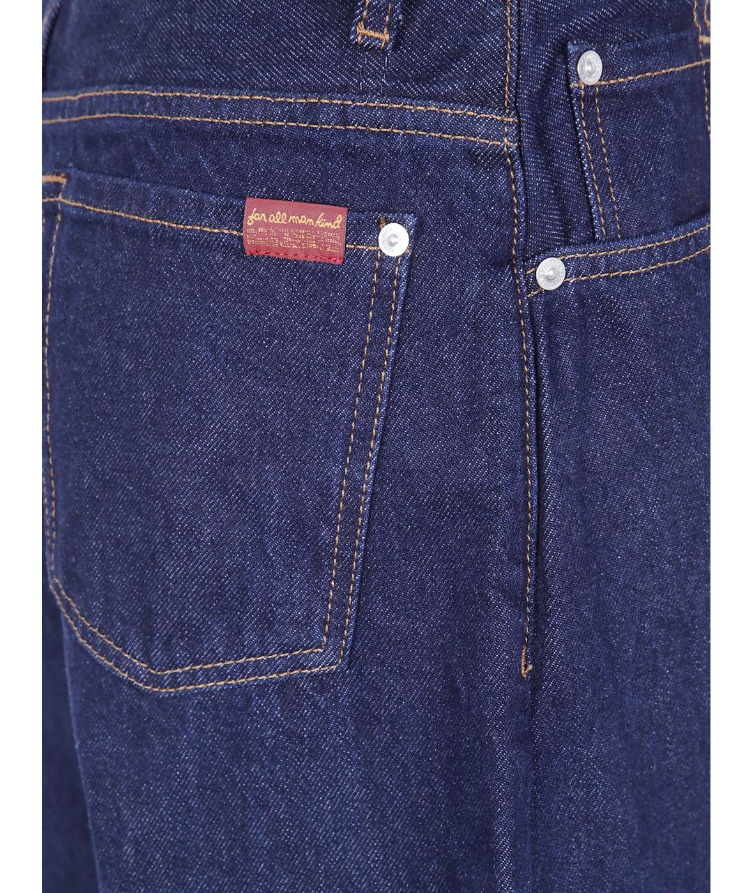7 FOR ALL MANKIND Синие хлопковые прямые джинсы, фото 3