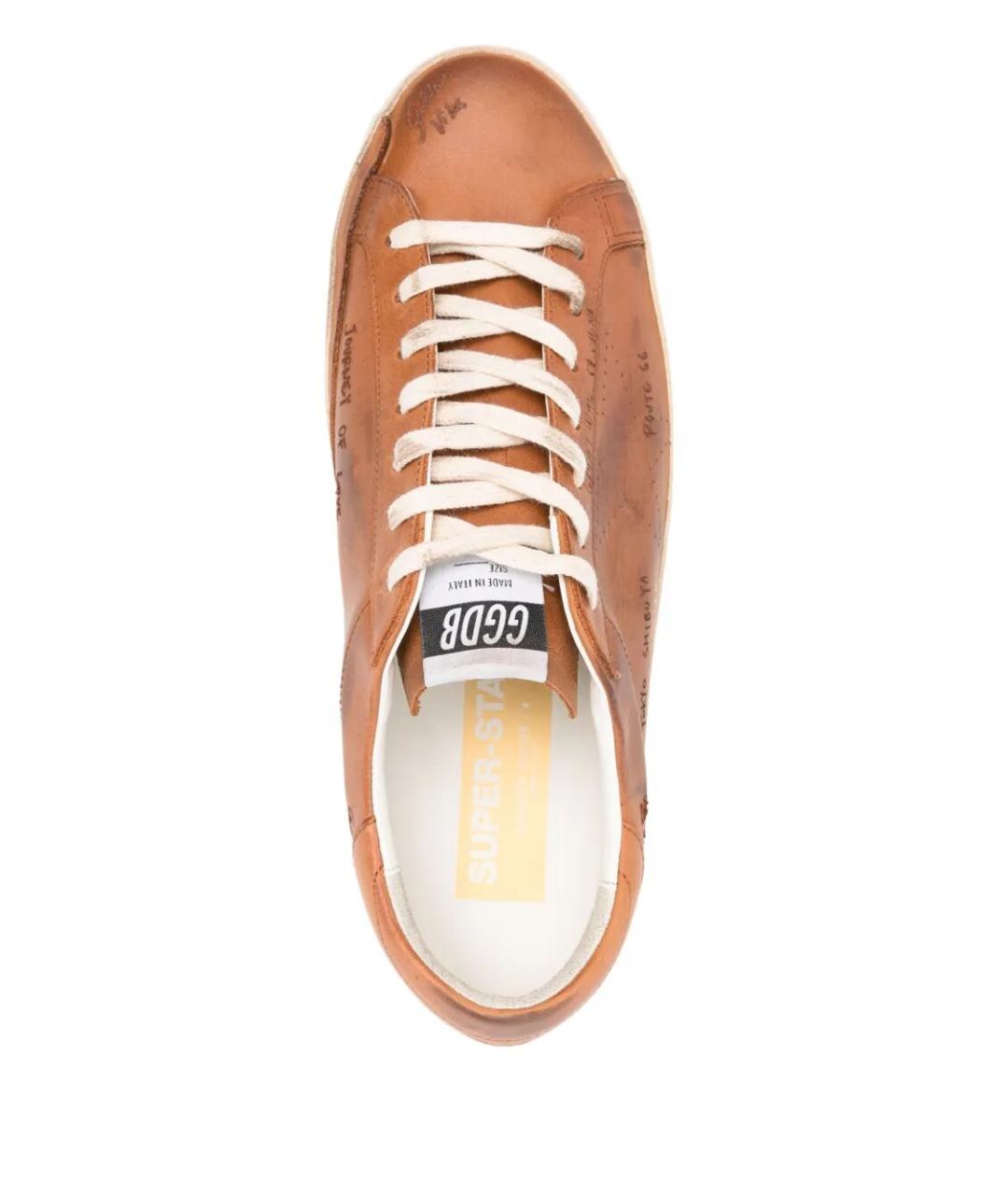 GOLDEN GOOSE Коричневые кожаные низкие кроссовки / кеды, фото 3