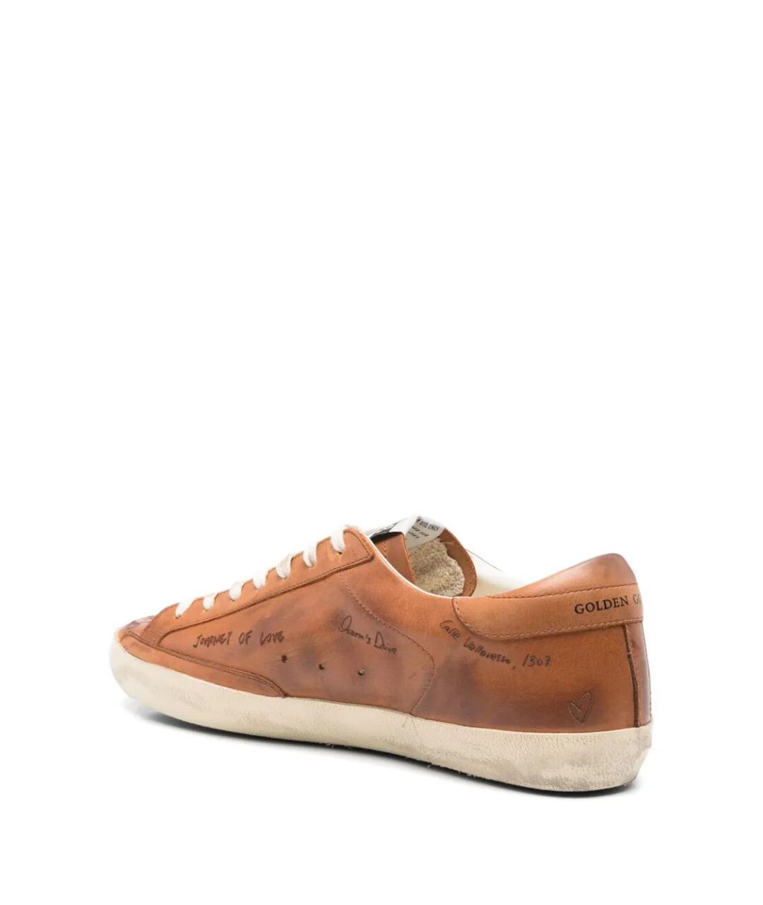 GOLDEN GOOSE Коричневые кожаные низкие кроссовки / кеды, фото 4