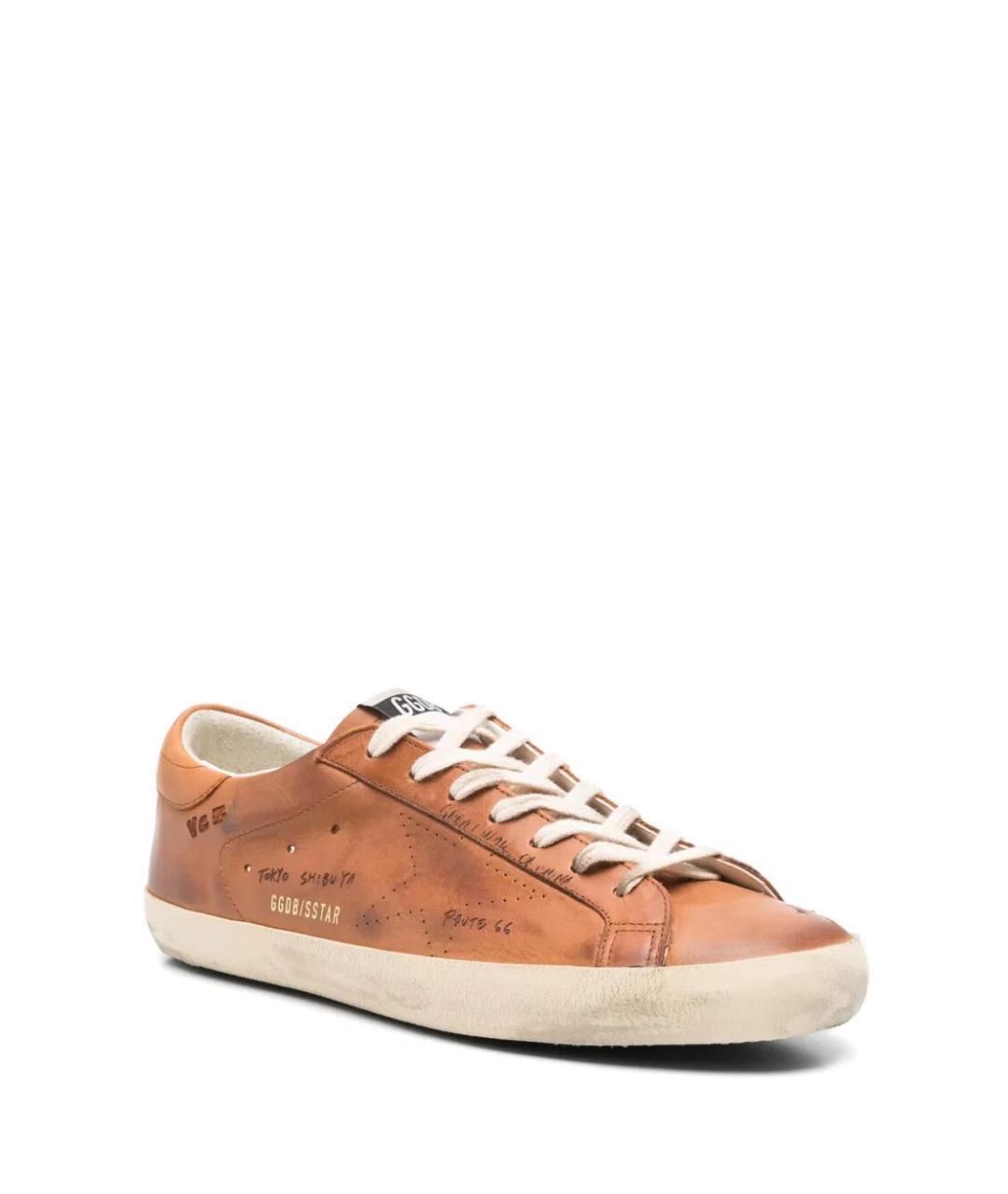 GOLDEN GOOSE Коричневые кожаные низкие кроссовки / кеды, фото 2