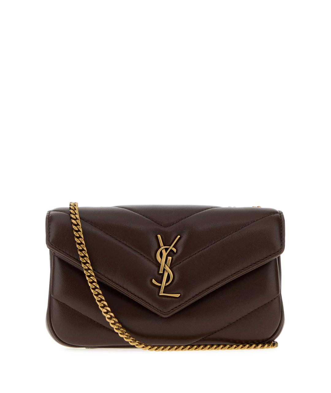SAINT LAURENT Коричневая кожаная сумка через плечо, фото 1