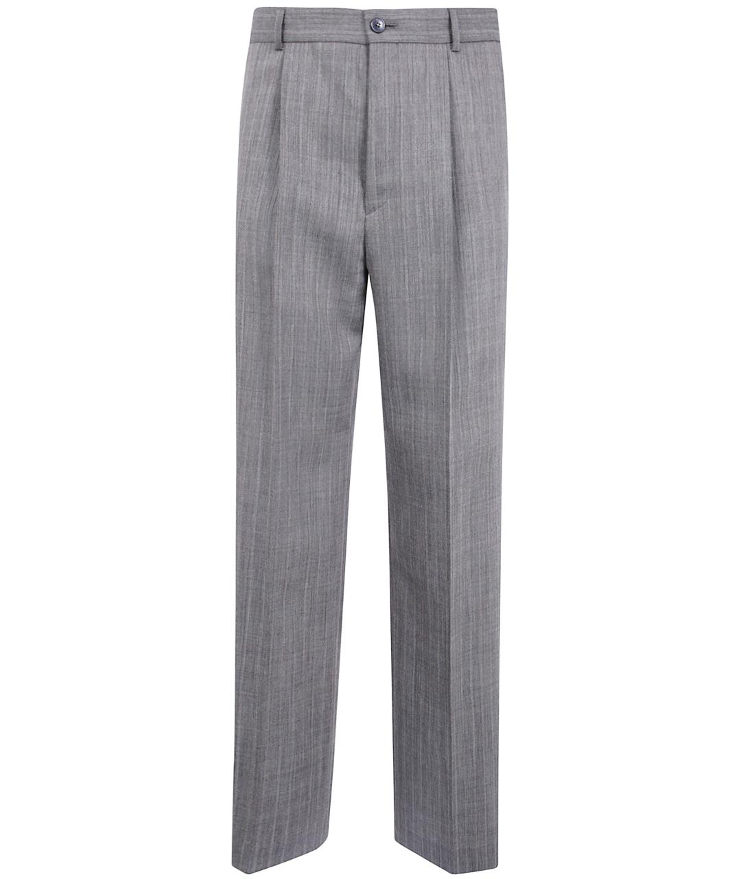 DRIES VAN NOTEN Серые шерстяные повседневные брюки, фото 1