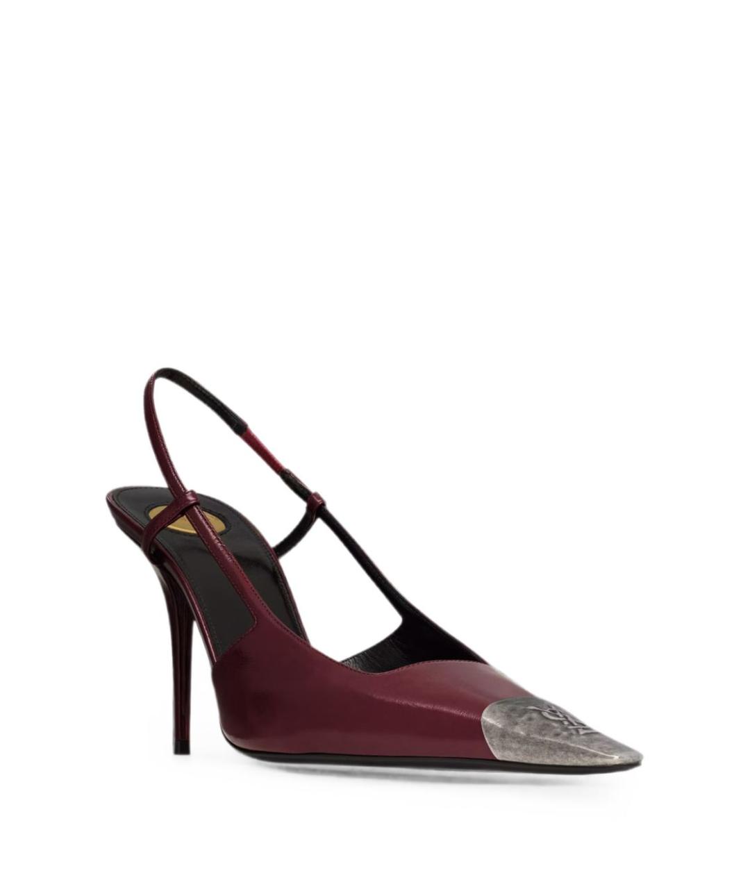 SAINT LAURENT Бордовые кожаные туфли, фото 3