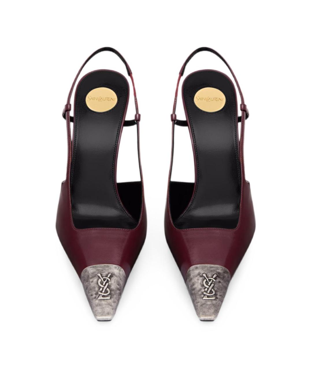 SAINT LAURENT Бордовые кожаные туфли, фото 4