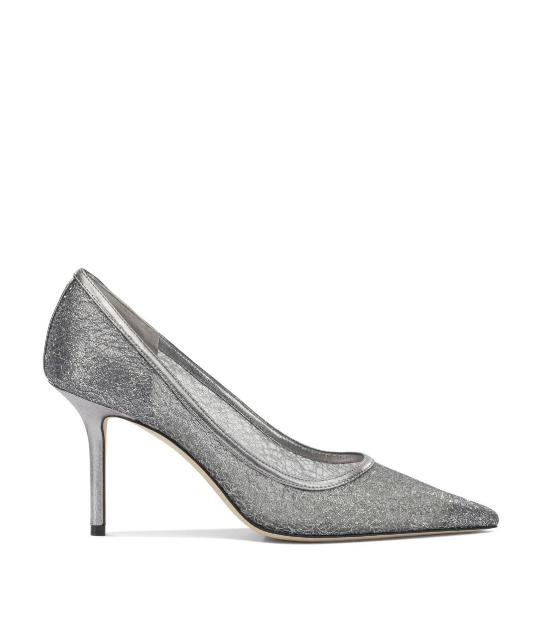 JIMMY CHOO Серебряные текстильные туфли, фото 1