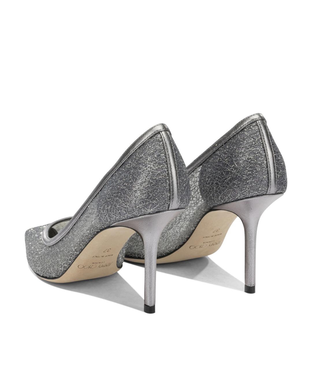 JIMMY CHOO Серебряные текстильные туфли, фото 4