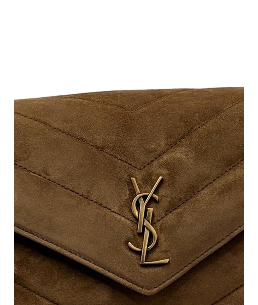 SAINT LAURENT Коричневая замшевая сумка через плечо, фото 2