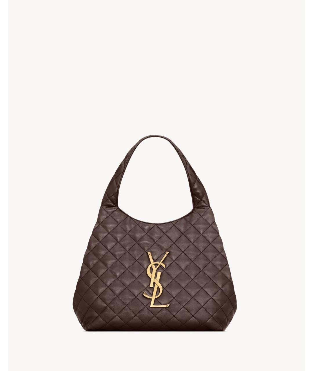 SAINT LAURENT Коричневая кожаная сумка тоут, фото 2