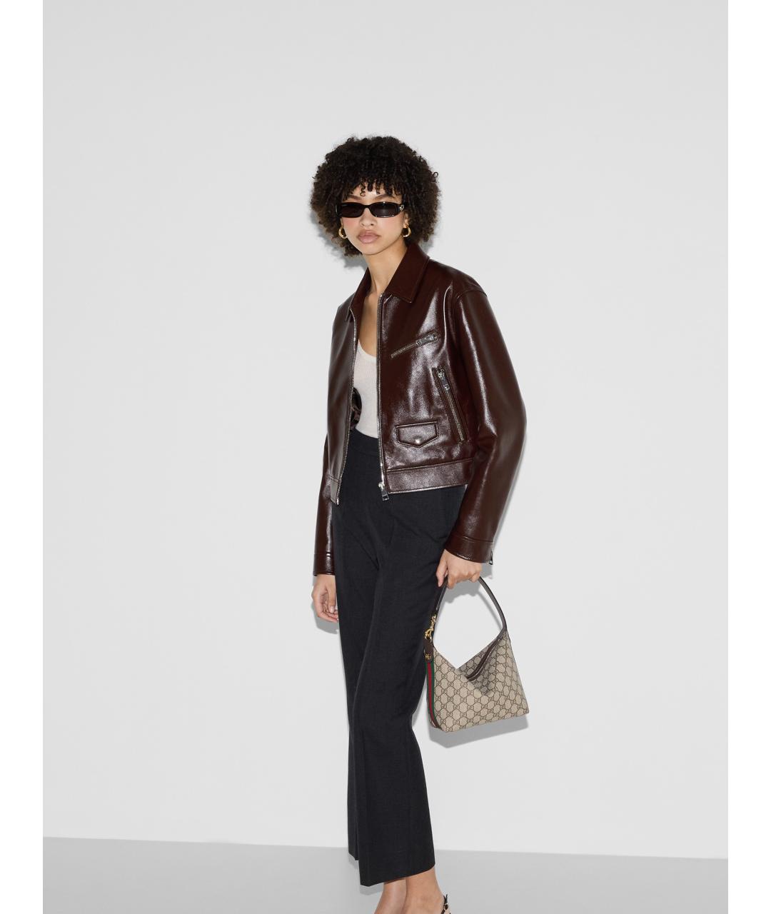 GUCCI Бежевая сумка с короткими ручками из канвы, фото 2