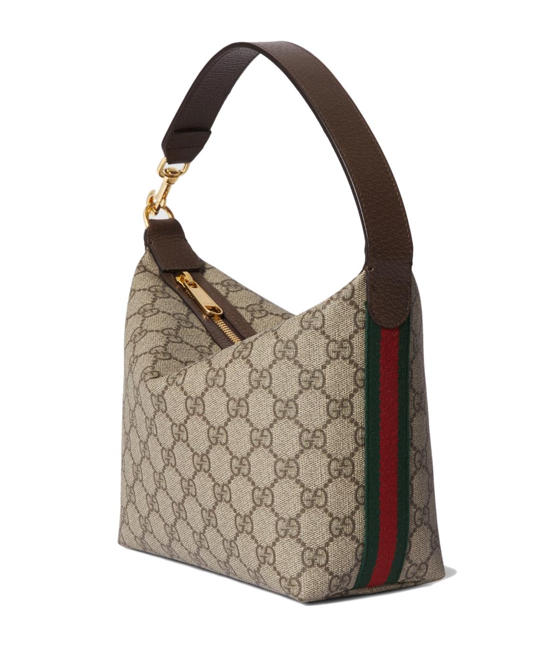GUCCI Бежевая сумка с короткими ручками из канвы, фото 3