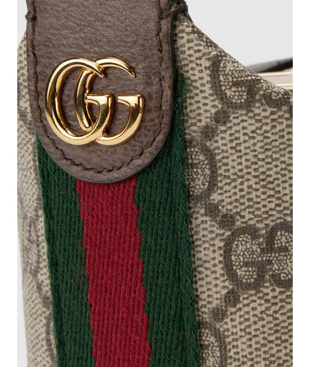 GUCCI Бежевая сумка с короткими ручками из канвы, фото 5