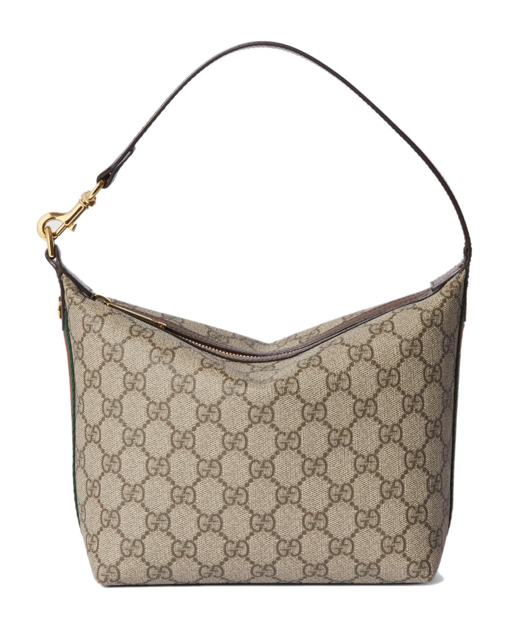 GUCCI Бежевая сумка с короткими ручками из канвы, фото 1
