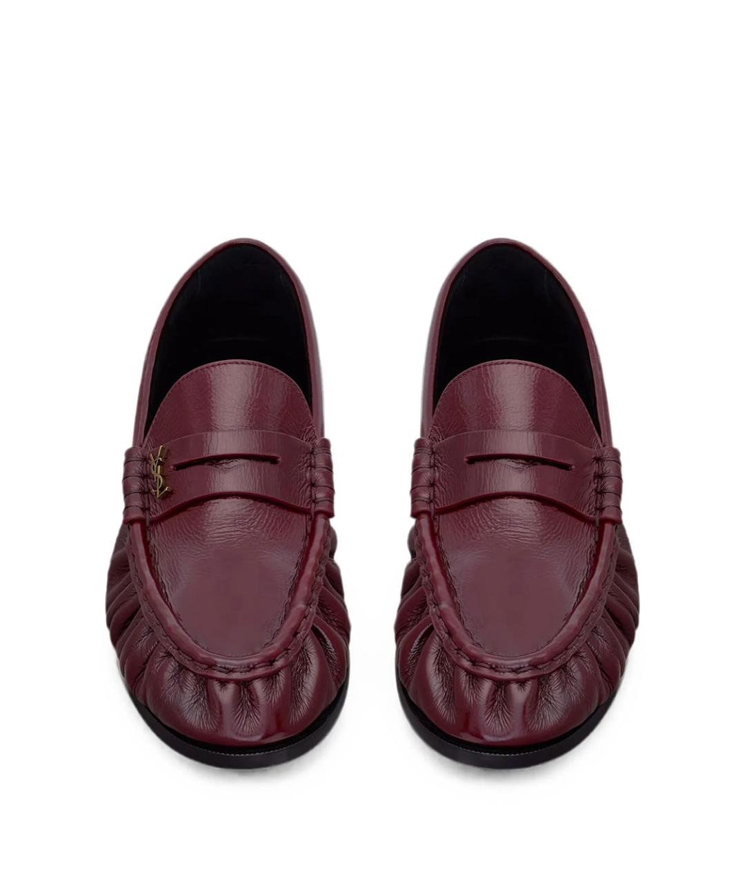 SAINT LAURENT Бордовые кожаные лоферы, фото 2