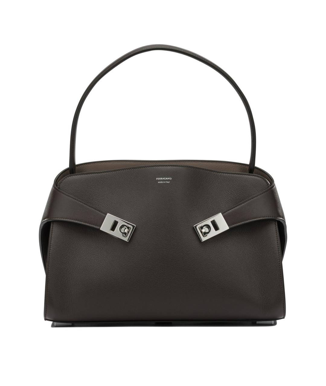 FERRAGAMO Коричневая кожаная сумка с короткими ручками, фото 1
