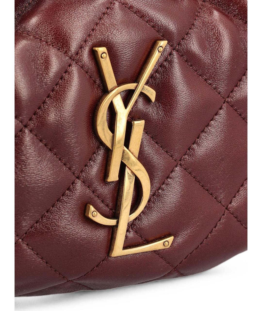 SAINT LAURENT Бордовая кожаная сумка с короткими ручками, фото 4