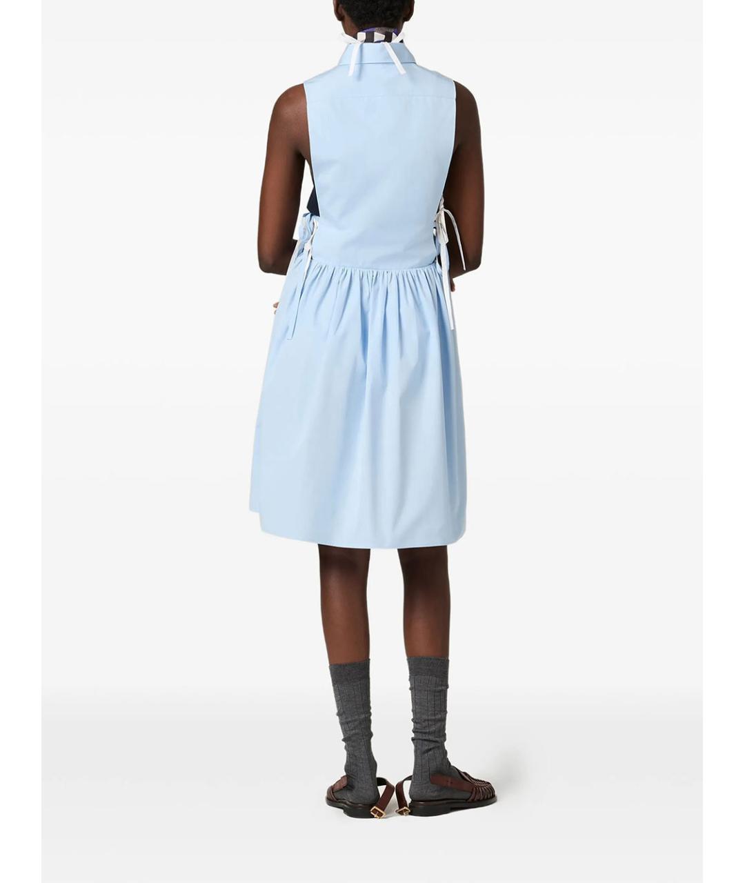 MIU MIU Голубое хлопковое повседневное платье, фото 4