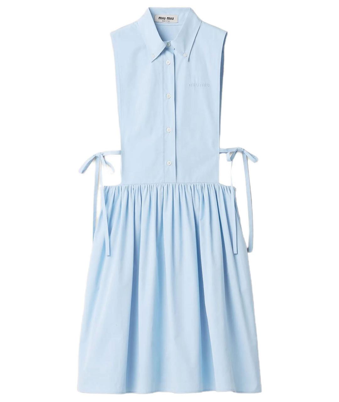 MIU MIU Голубое хлопковое повседневное платье, фото 1