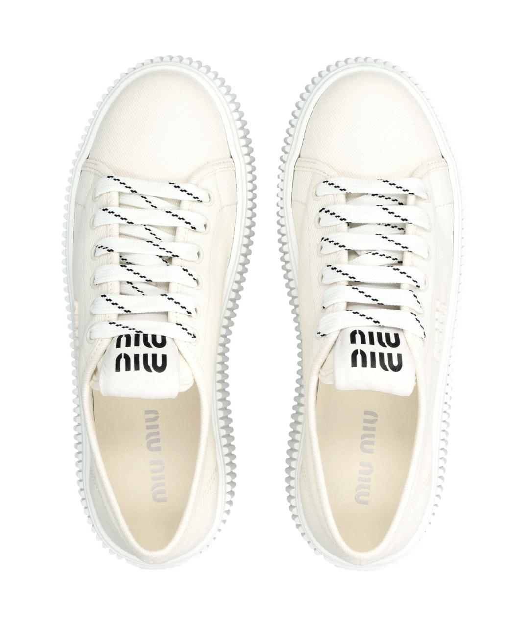MIU MIU Белые текстильные кеды, фото 2