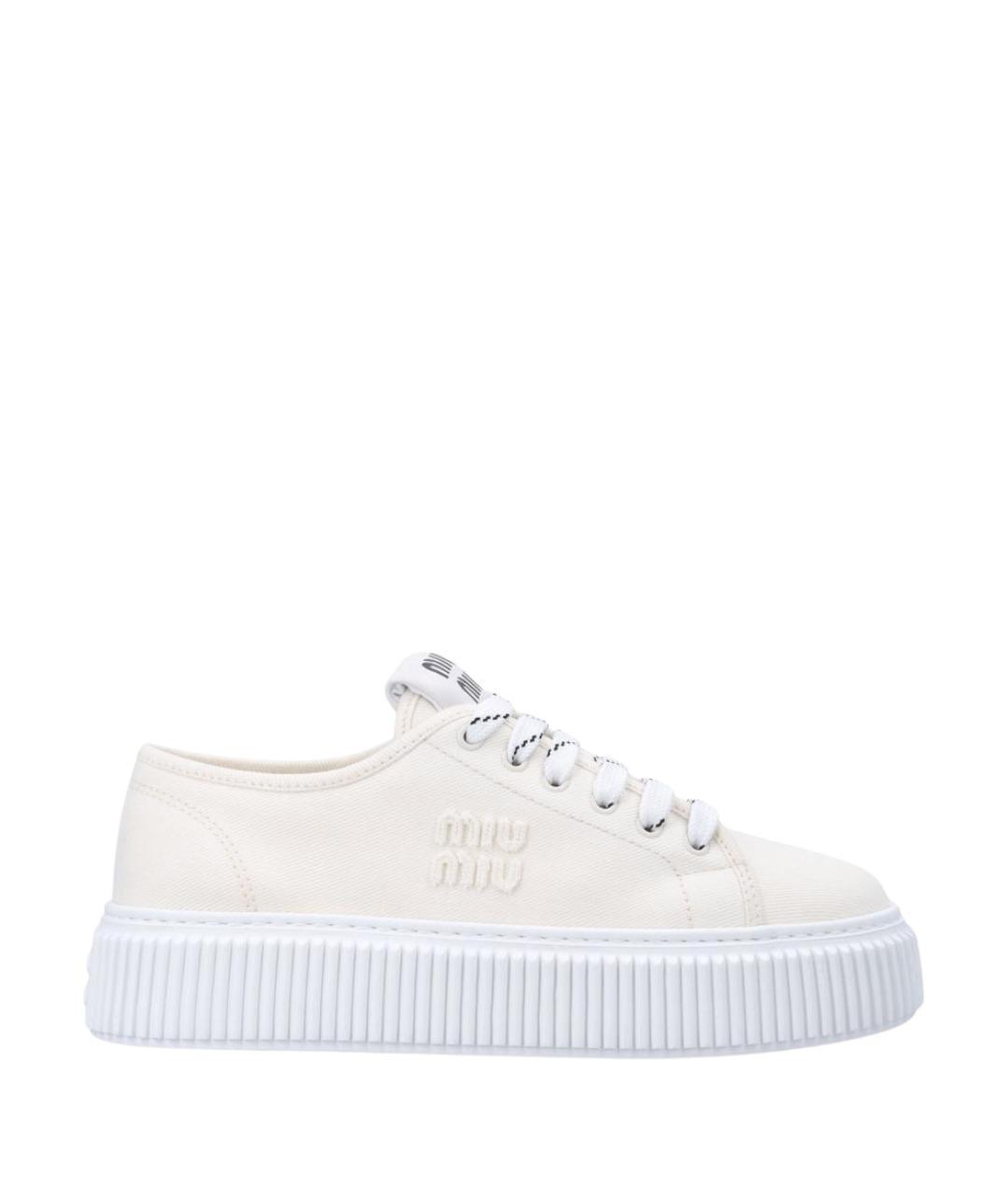 MIU MIU Белые текстильные кеды, фото 1