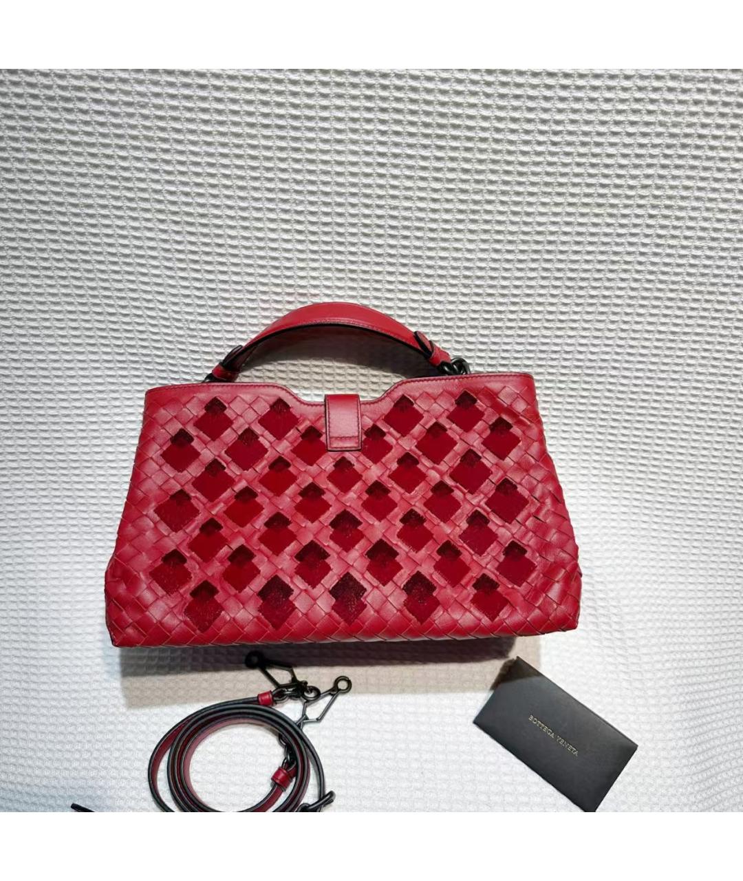 BOTTEGA VENETA Красная кожаная сумка через плечо, фото 3
