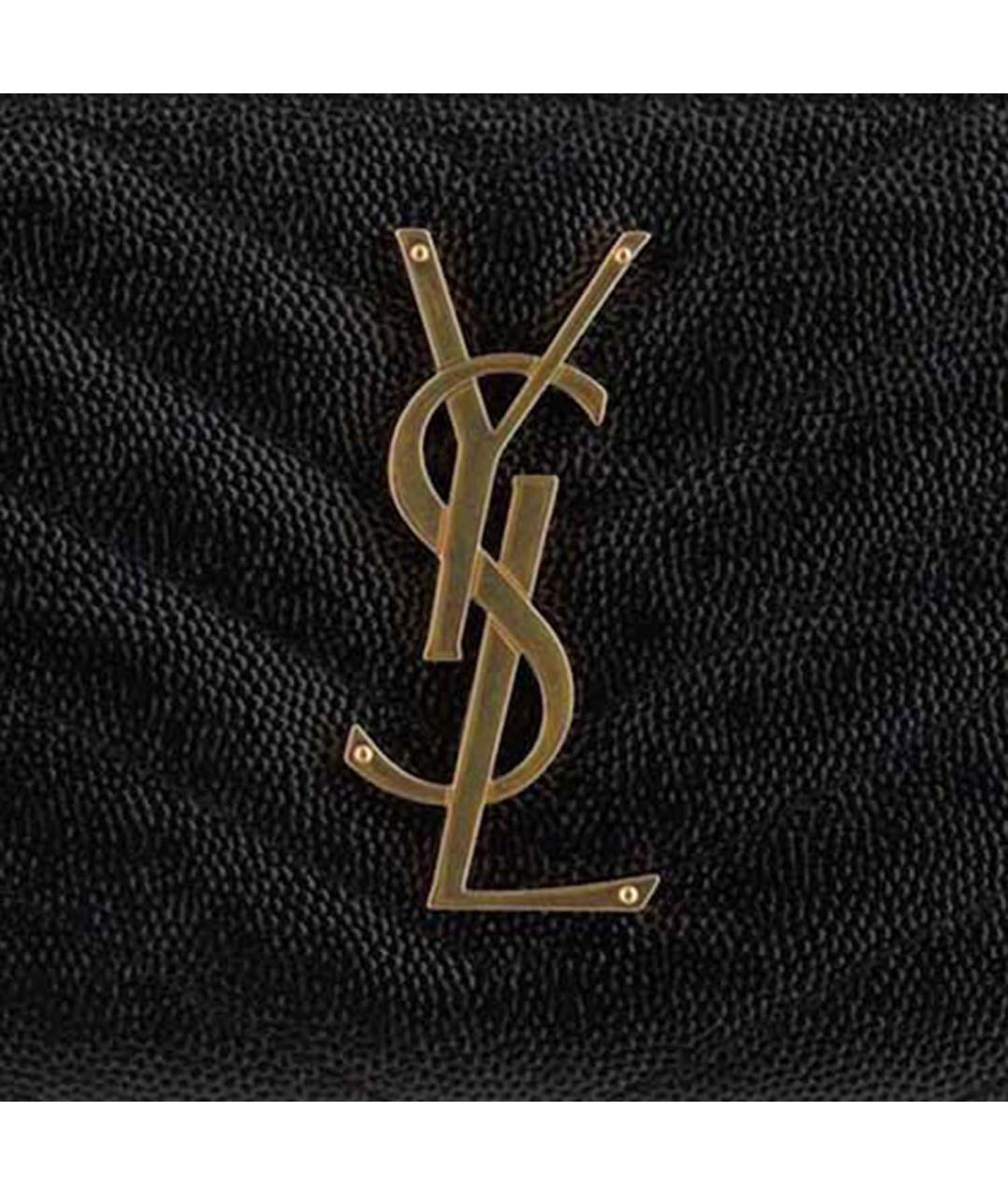 SAINT LAURENT Черный кожаный кошелек, фото 4