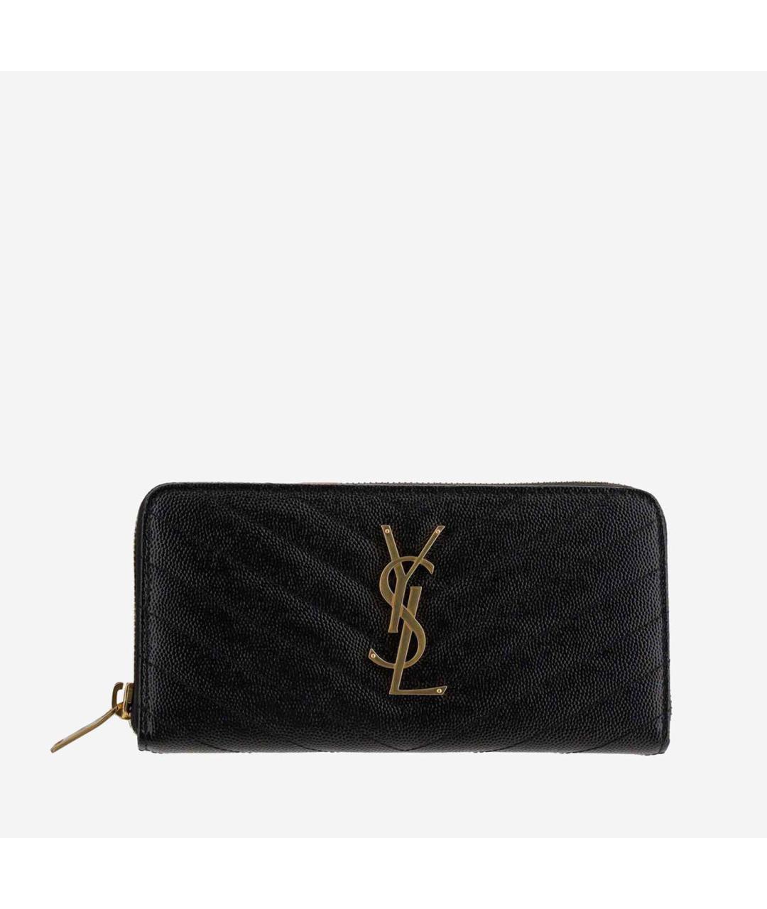 SAINT LAURENT Черный кожаный кошелек, фото 5