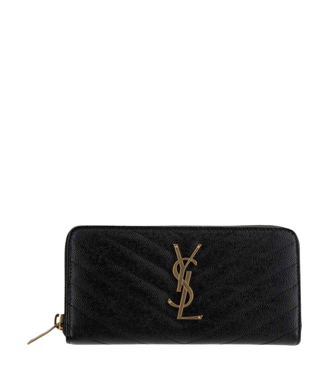SAINT LAURENT Черный кожаный кошелек, фото 1