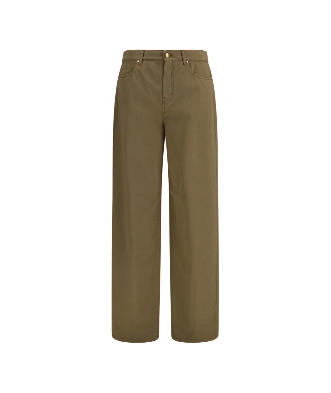 MAX MARA Хаки хлопковые прямые брюки, фото 1