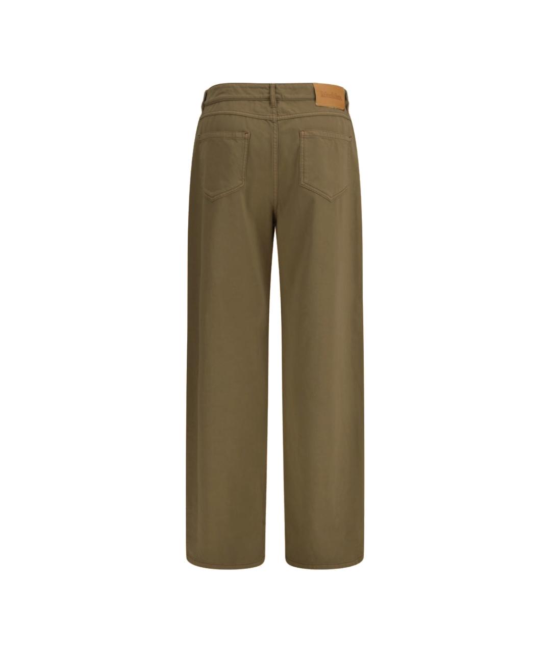 MAX MARA Хаки хлопковые прямые брюки, фото 3