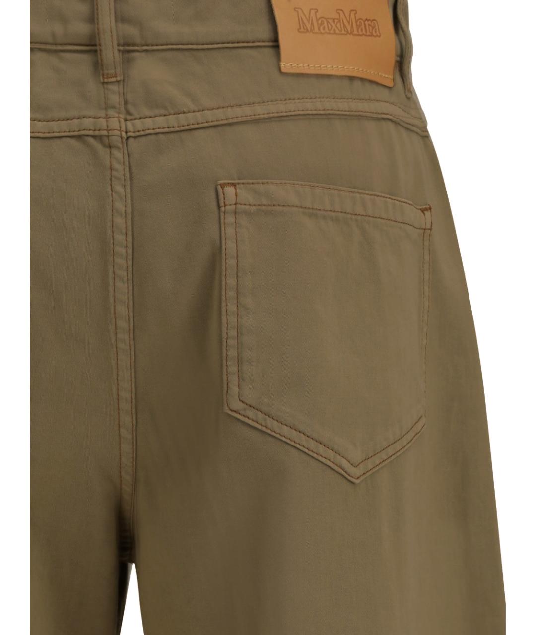 MAX MARA Хаки хлопковые прямые брюки, фото 2