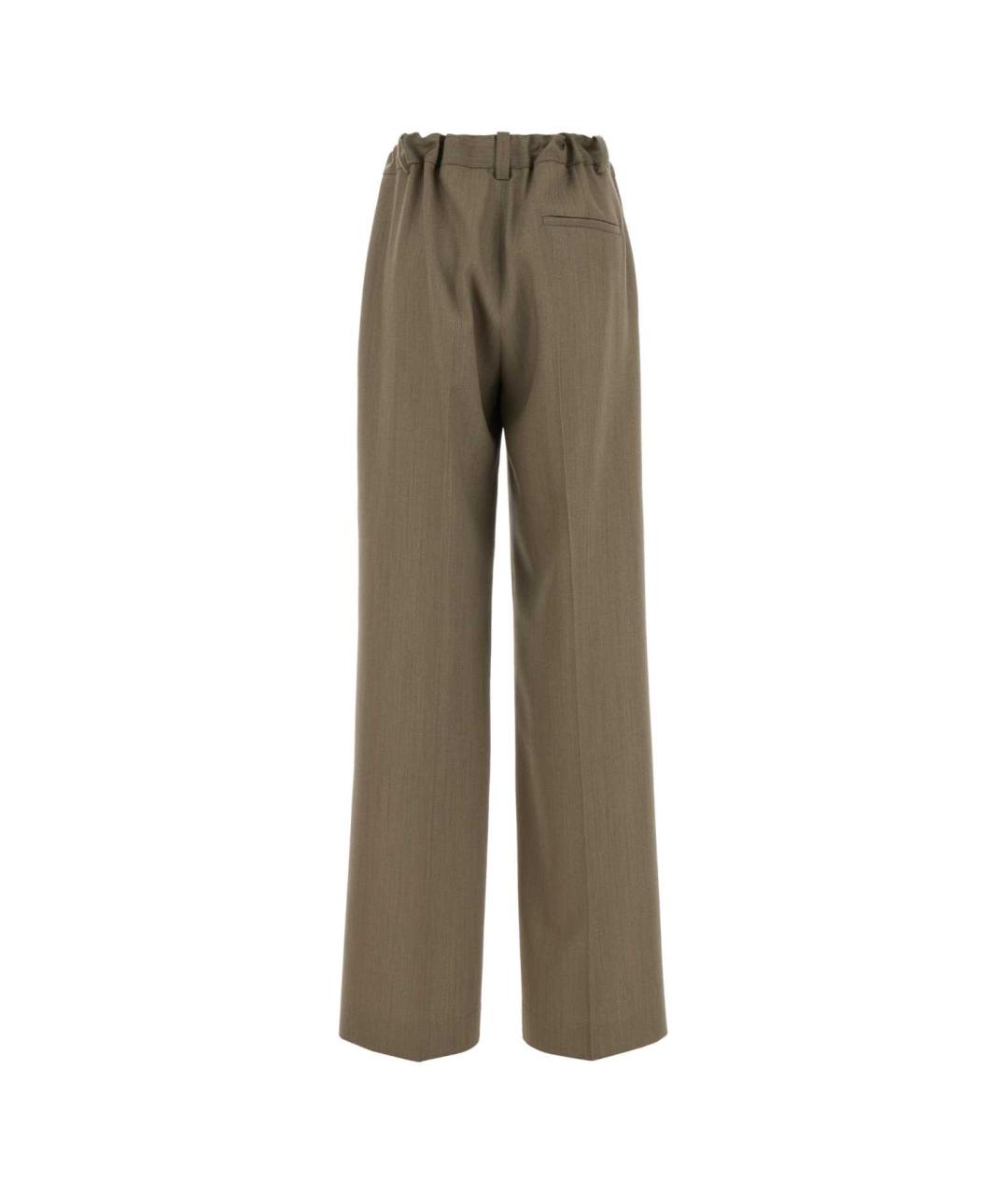 CALVIN KLEIN COLLECTION Бежевые шерстяные прямые брюки, фото 2
