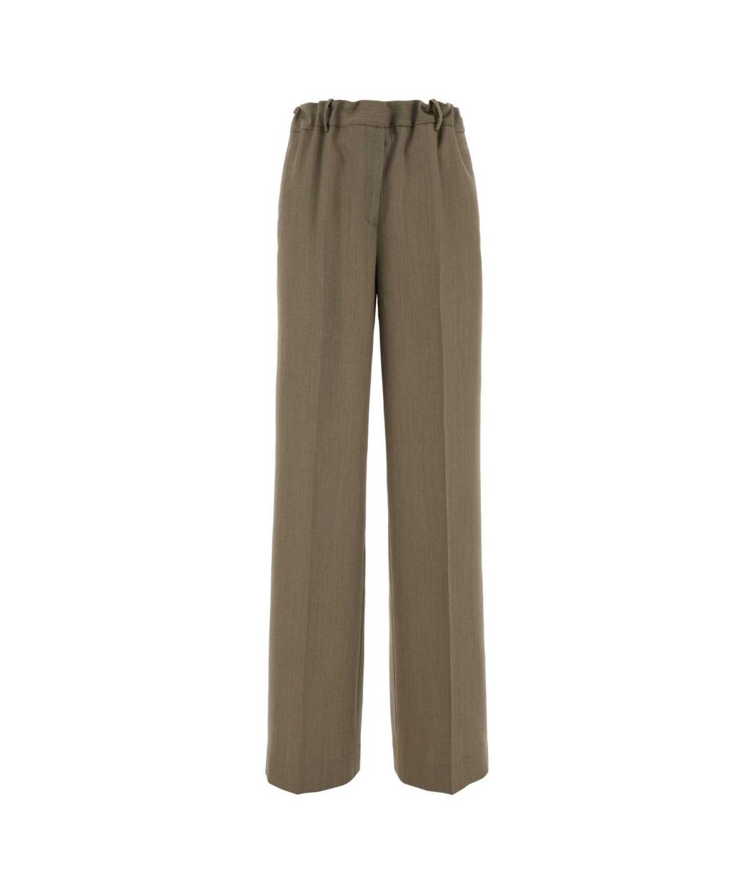 CALVIN KLEIN COLLECTION Бежевые шерстяные прямые брюки, фото 1