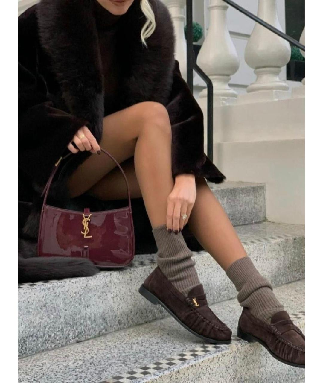 SAINT LAURENT Коричневые замшевые лоферы, фото 5
