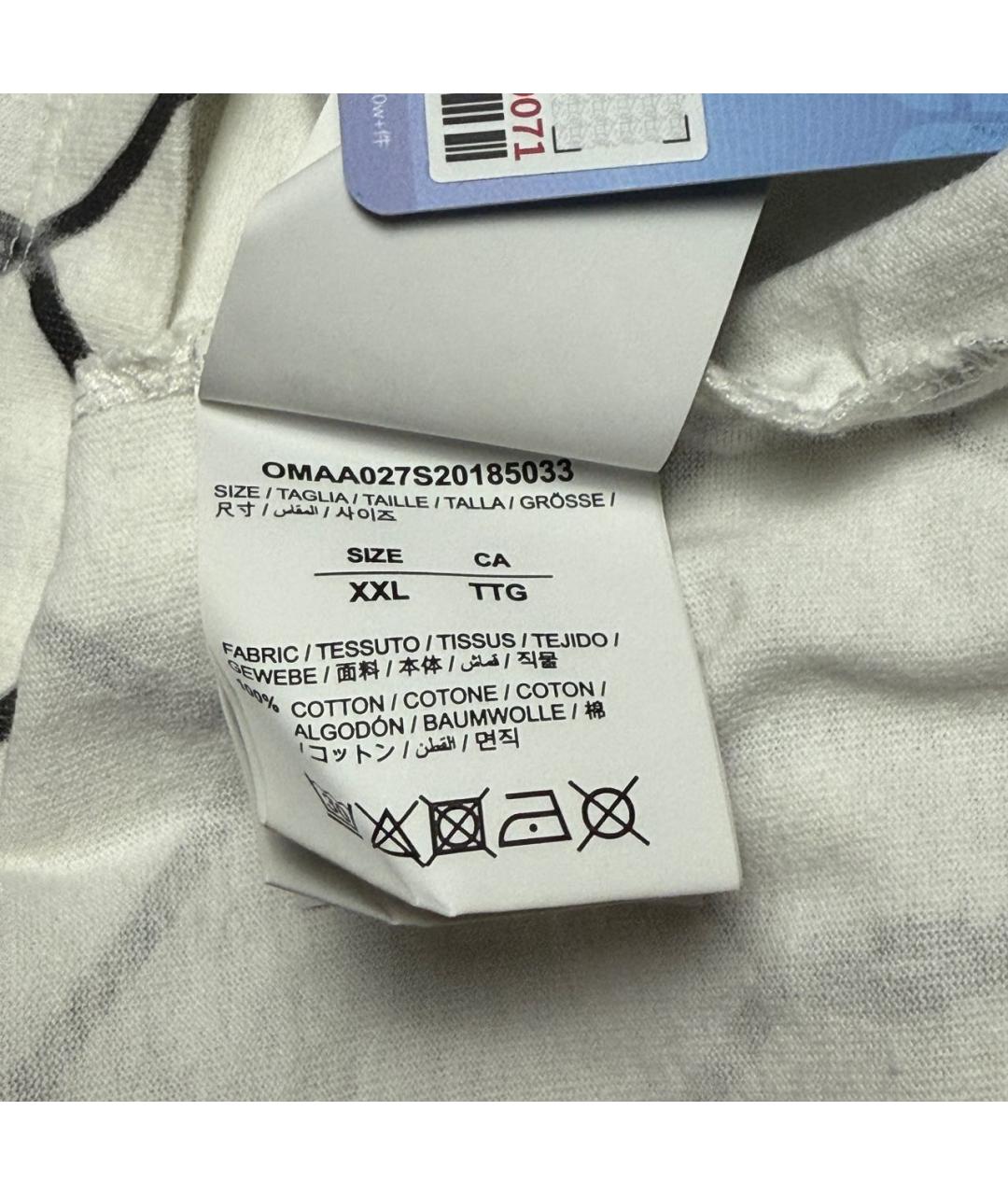 OFF-WHITE Белая хлопковая футболка, фото 4