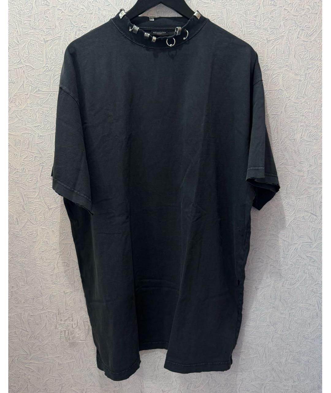 BALENCIAGA Черная хлопковая футболка, фото 4