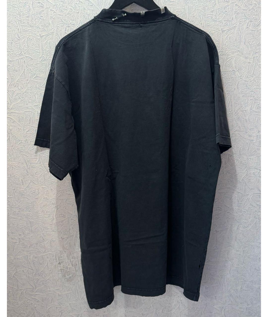 BALENCIAGA Черная хлопковая футболка, фото 2