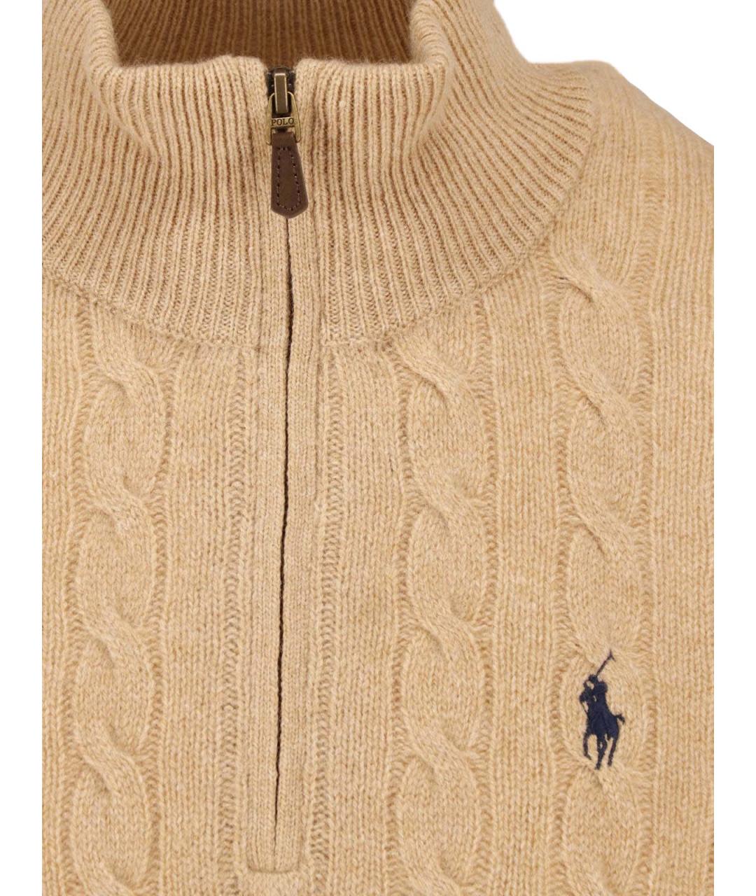 POLO RALPH LAUREN Бежевый шерстяной джемпер / свитер, фото 3