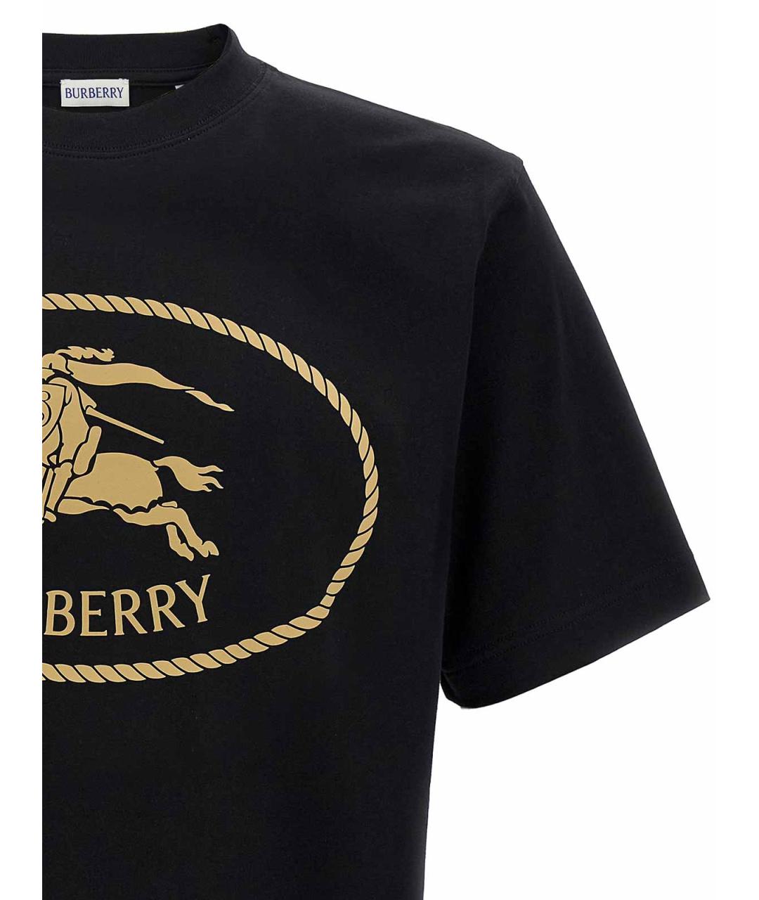 BURBERRY Черная хлопковая футболка, фото 3