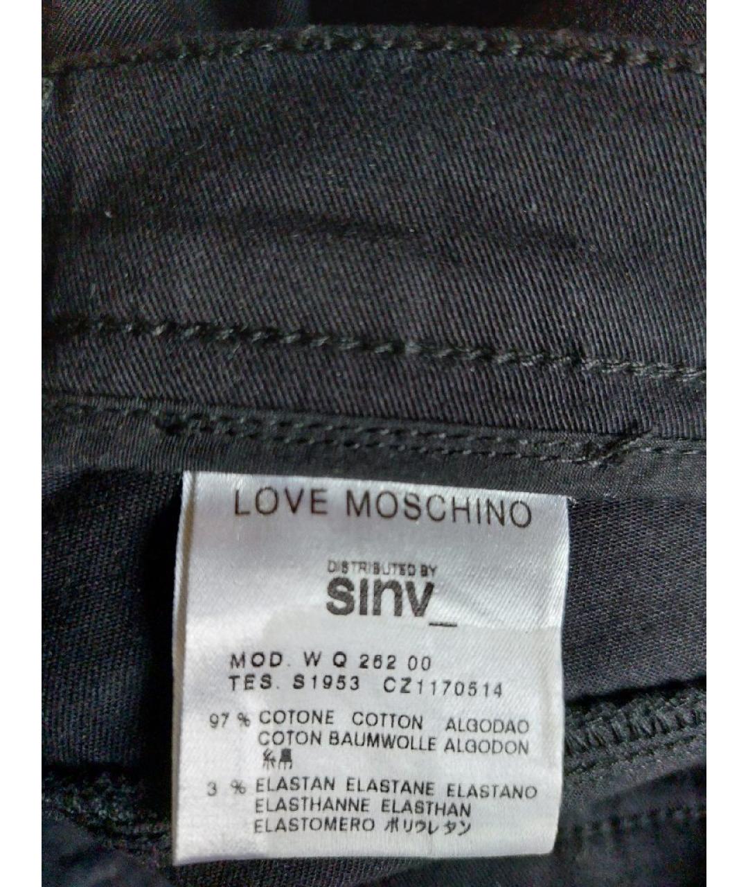 LOVE MOSCHINO Черные хлопко-эластановые прямые джинсы, фото 3