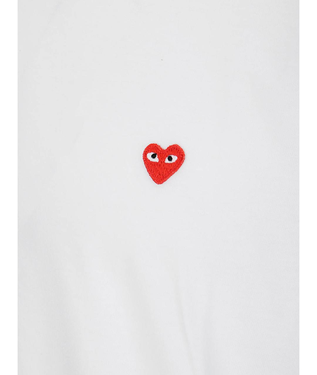 COMME DES GARÇONS PLAY Белая хлопковая футболка, фото 3